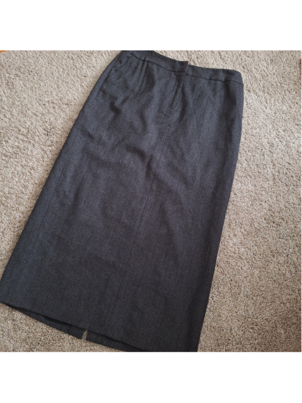 Vintage Rafaella Womens 12 Gray PURE NEW WOOL Midi Lined Pencil Skirt Woolmark